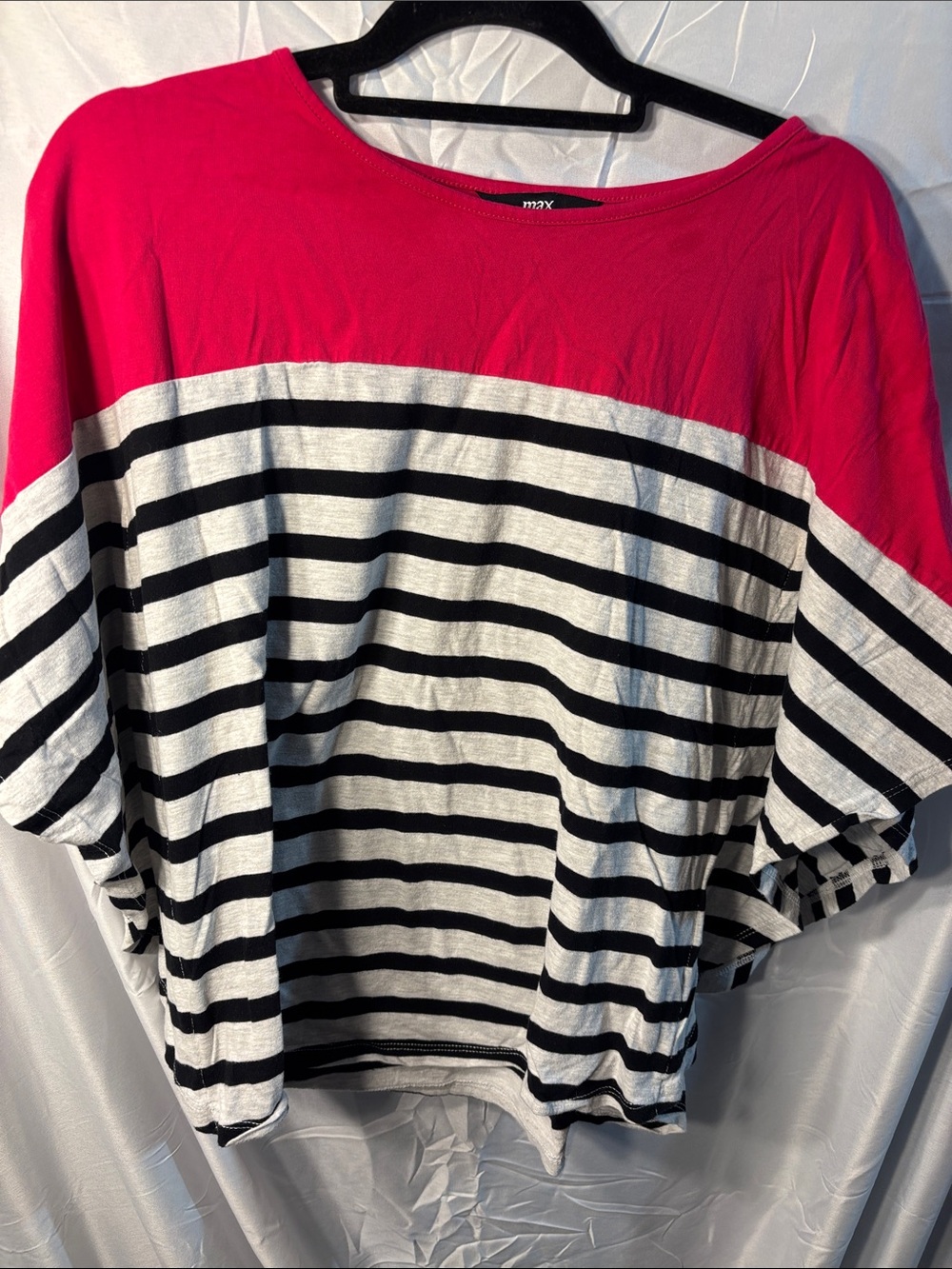 Bright Pink and Black Striped Top - Boxy Tee
